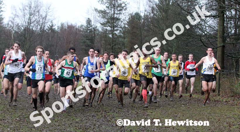 Soon after the start of the under-20 mens Northern Cross Country Champs, Knowsley Safari Park. Photo: David T. Hewitson/Sports for All Pics